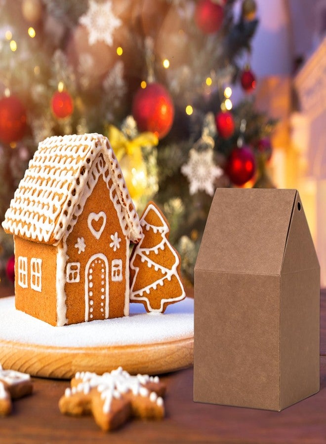 80UncleKimby 50Pcs Christmas Gingerbread House Kit Soft Mocha Cardboard House-Shaped Cookie Gift Boxes with Ropes for DIY Crafts, Holiday Party Favors & Bulk Supplies - Image 2